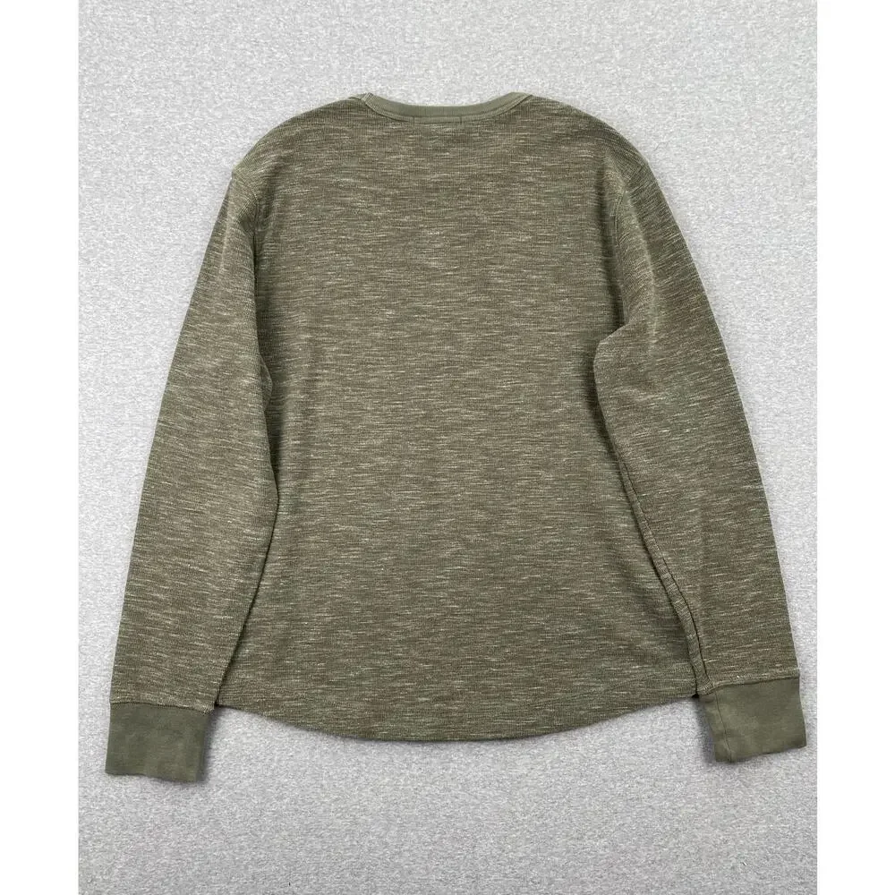 Banana Republic Core Temp Shirt Mens L Green Waffle Knit Thermal Long Sleeve